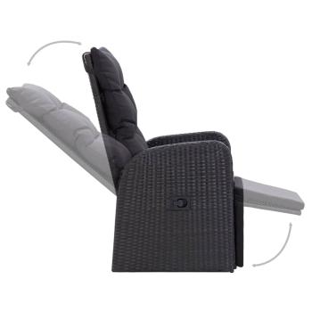 3-tlg. Bistro-Set mit Auflagen Poly Rattan Schwarz