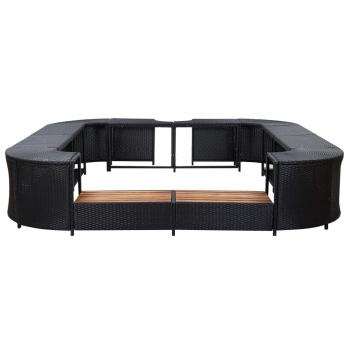 Whirlpool-Umrandung Quadratisch Schwarz 268x268x55 Poly Rattan
