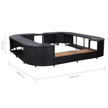 Whirlpool-Umrandung Quadratisch Schwarz 268x268x55 Poly Rattan