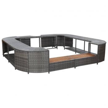 ARDEBO.de - Whirlpool-Umrandung Quadratisch Grau 268x268x55 cm Poly Rattan