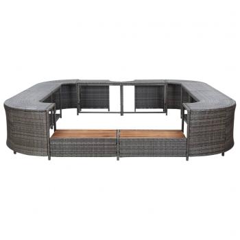 Whirlpool-Umrandung Quadratisch Grau 268x268x55 cm Poly Rattan