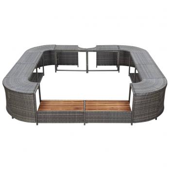Whirlpool-Umrandung Quadratisch Grau 268x268x55 cm Poly Rattan