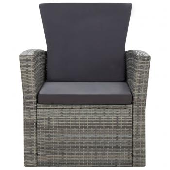 4-tlg. Garten-Lounge-Set mit Kissen Poly Rattan Grau