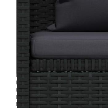 Garten-Sofabett mit Kissen Poly Rattan Schwarz