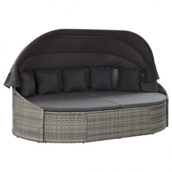 ARDEBO.de - Outdoor-Loungebett mit Dach Grau