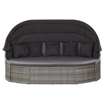 Outdoor-Loungebett mit Dach Grau
