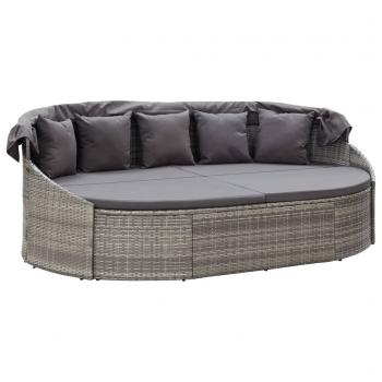 Outdoor-Loungebett mit Dach Grau