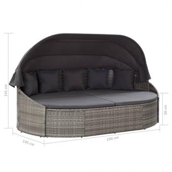 Outdoor-Loungebett mit Dach Grau