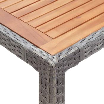 ARDEBO.de - Gartentisch Grau 190x90x75 cm Poly Rattan und Akazie Massivholz