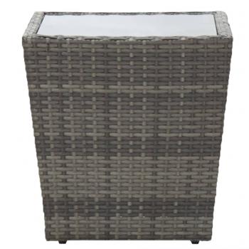 Beistelltisch Grau 41,5x41,5x43 cm Poly Rattan und Hartglas