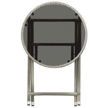 Beistelltisch Grau 60 cm Poly Rattan und Hartglas