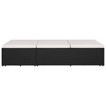ARDEBO.de - Sonnenliege mit Auflage Poly Rattan Schwarz