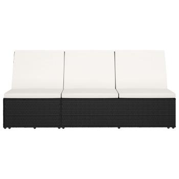 Sonnenliege mit Auflage Poly Rattan Schwarz
