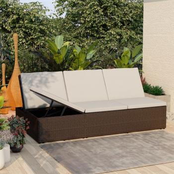 ARDEBO.de - Sonnenliege mit Auflage Poly Rattan Braun