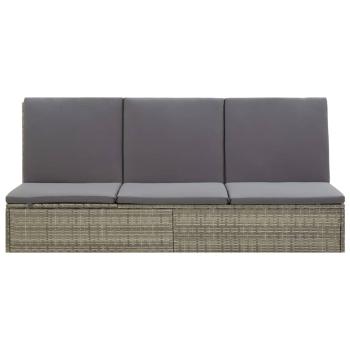 ARDEBO.de - Sonnenliege mit Auflage Poly Rattan Grau