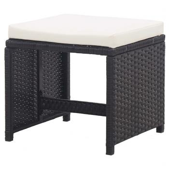 Gartenhocker 2 Stk. mit Sitzkissen Poly Rattan Schwarz