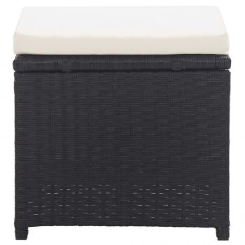Gartenhocker 2 Stk. mit Sitzkissen Poly Rattan Schwarz