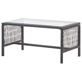 4-tlg. Garten-Lounge-Set mit Auflage Poly Rattan Braun