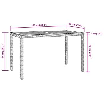 Gartentisch Schwarz und Braun 123x60x74 cm Massivholz Akazie