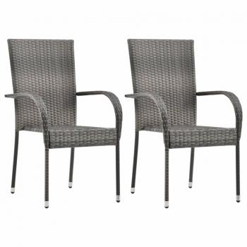 ARDEBO.de - Gartenstühle Stapelbar 2 Stk. Grau Poly Rattan