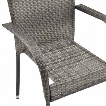 Gartenstühle Stapelbar 2 Stk. Grau Poly Rattan