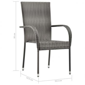 Gartenstühle Stapelbar 2 Stk. Grau Poly Rattan