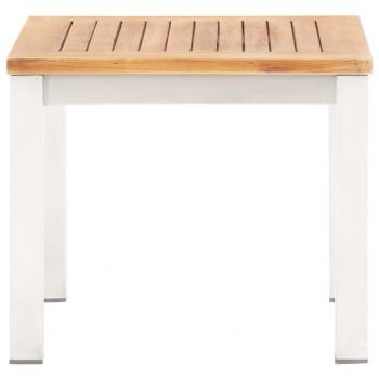 Garten-Beistelltisch 45x45x38 cm Massivholz Akazie Edelstahl