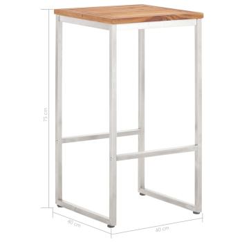 Barhocker 4 Stk. Massivholz Akazie und Edelstahl