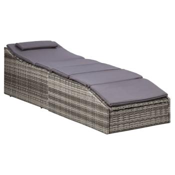 ARDEBO.de - Sonnenliege mit Auflage Poly Rattan Grau