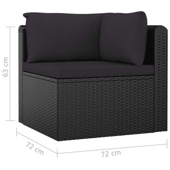 9-tlg. Garten-Lounge-Set mit Auflagen Poly Rattan Schwarz
