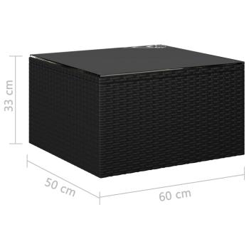 9-tlg. Garten-Lounge-Set mit Auflagen Poly Rattan Schwarz