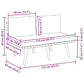 Gartenbank mit Kissen 115 cm Massivholz Akazie