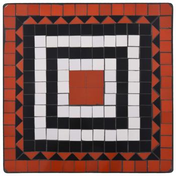 Mosaik-Bistrotisch Terrakottarot und Weiß 60 cm Keramik