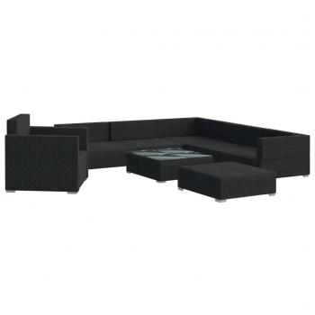 8-tlg. Garten-Lounge-Set mit Auflagen Poly Rattan Schwarz