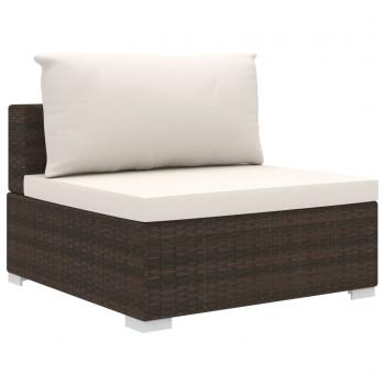 6-tlg. Garten-Lounge-Set mit Auflagen Poly Rattan Braun