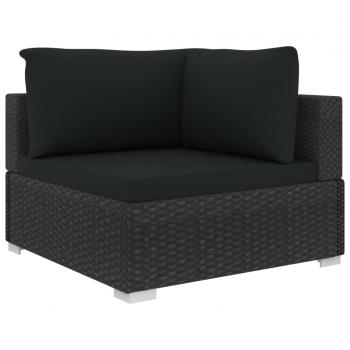 9-tlg. Garten-Lounge-Set mit Auflagen Poly Rattan Schwarz