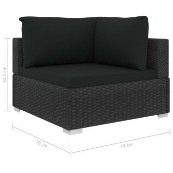 9-tlg. Garten-Lounge-Set mit Auflagen Poly Rattan Schwarz