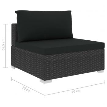 9-tlg. Garten-Lounge-Set mit Auflagen Poly Rattan Schwarz