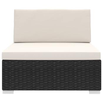 ARDEBO.de - Modular-Sofa-Mittelteil 1 Stk. + Auflagen Poly Rattan Schwarz