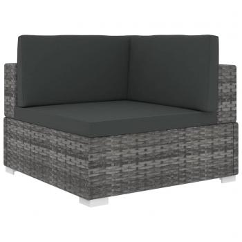 ARDEBO.de - Modular-Sofa-Eckteil 1 Stk. + Auflagen Poly Rattan Grau