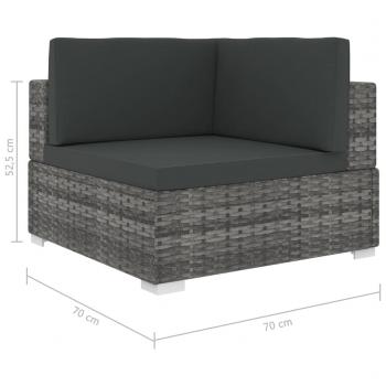 Modular-Sofa-Eckteil 1 Stk. + Auflagen Poly Rattan Grau