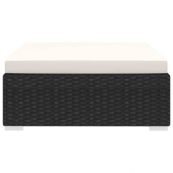 Modular-Fußhocker 1 Stk. + Auflagen Poly Rattan Schwarz
