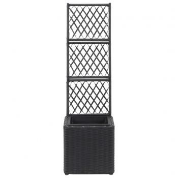 ARDEBO.de - Hochbeet mit Rankgitter 1 Topf 30x30x107cm Poly Rattan Schwarz