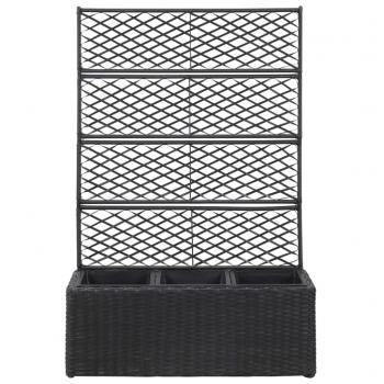 ARDEBO.de - Hochbeet mit Rankgitter 3 Töpfe 83×30×130cm Poly Rattan Schwarz