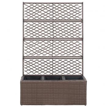 ARDEBO.de - Hochbeet mit Rankgitter 3 Töpfe 83×30×130cm Poly Rattan Braun