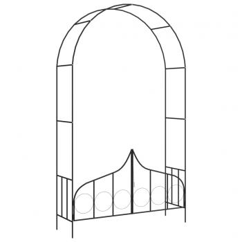 ARDEBO.de - Rosenbogen mit Tor Schwarz 138 x 40 x 238 cm Eisen