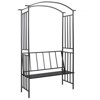 ARDEBO.de - Rosenbogen mit Bank Schwarz 128x50x207 cm Eisen 