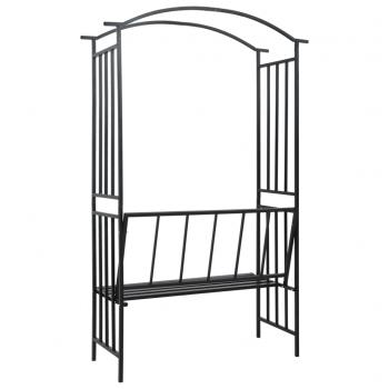 Rosenbogen mit Bank Schwarz 128x50x207 cm Eisen 