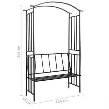 Rosenbogen mit Bank Schwarz 128x50x207 cm Eisen 