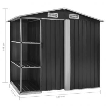 Gartenhaus mit Regal Anthrazit 205x130x183 cm Eisen